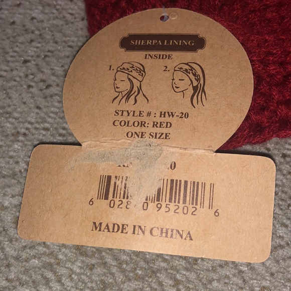 NWT Red Knit Headband w/ Sherpa Lining - Picture 3 of 5